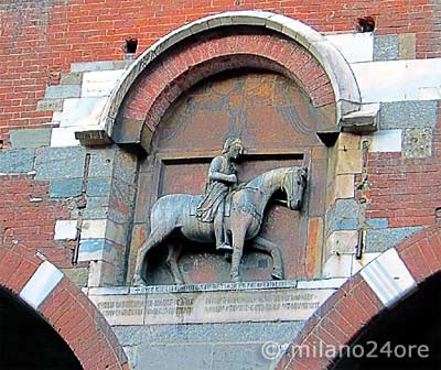 Relief with equestrian monument Oldrado da Tresseno Palazzo della Ragione